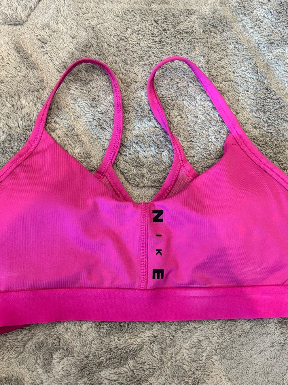 Nike Bright Pink Strappy Sports Bra with Center Logo Size Small